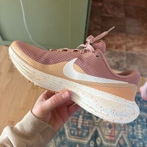 Nike Women's  Revolution 8 Pink and Tan Running Shoes